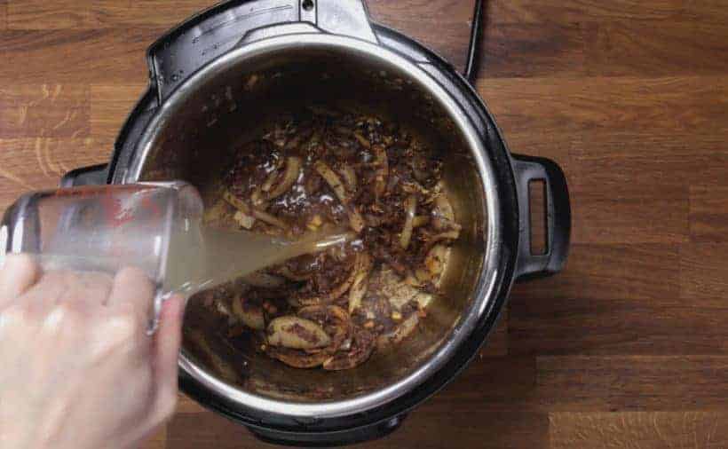 Instant Pot Butter Chicken: deglaze Instant Pot Pressure Cooker inner pot