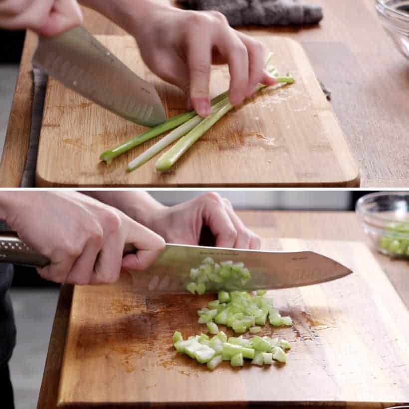 dice celery for stuffing    #AmyJacky #InstantPot #PressureCooker #sides #christmas #recipes