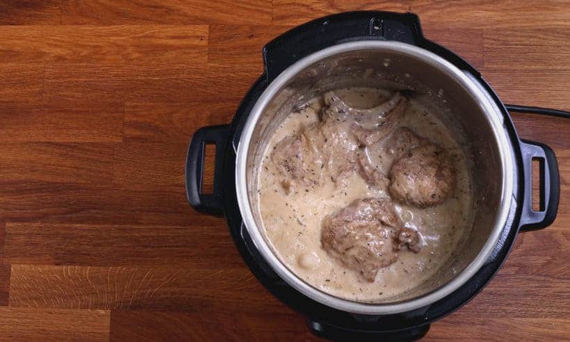 Easy Pork Chops Instant Pot: season pork chops with mushroom sauce  #AmyJacky #InstantPot #PressureCooker #recipes #easy #pork