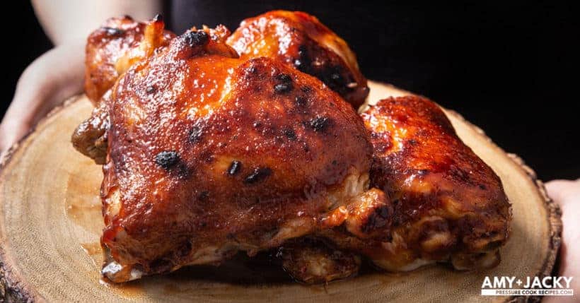 Instant Pot BBQ Chicken (Pressure Cooker BBQ Chicken Recipe) 3 Super Easy steps with a few pantry staples. Juicy tender BBQ Chicken bursting with sticky smoky-sweet flavors. Delicious family recipe for busy nights! #instantpot #pressurecooker #chicken #dinner #easy
