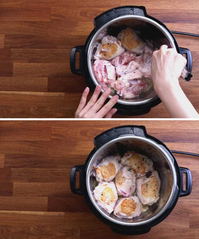 Instant Pot Chicken Thighs Recipes: brown and season chicken thighs in Instant Pot Pressure Cooker  #AmyJacky #InstantPot #PressureCooker #recipes #easy #chicken