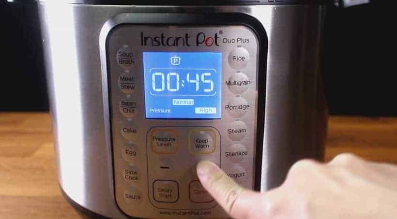 Set Instant Pot Pressure Cooker to Pressure Cook at High Pressure for 45 minutes #instantpot #pressurecooker