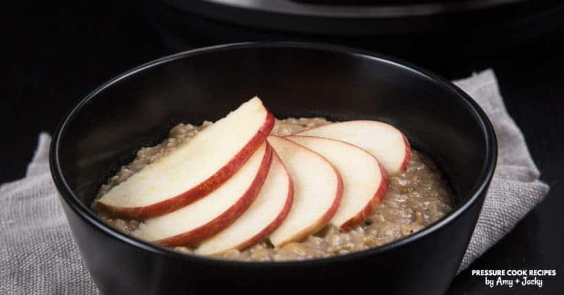 Healthy Hearty Instant Pot Oatmeal Recipe (Pressure Cooker Oatmeal): Make this creamy apple cinnamon oatmeal breakfast to comfort your heart in the morning!