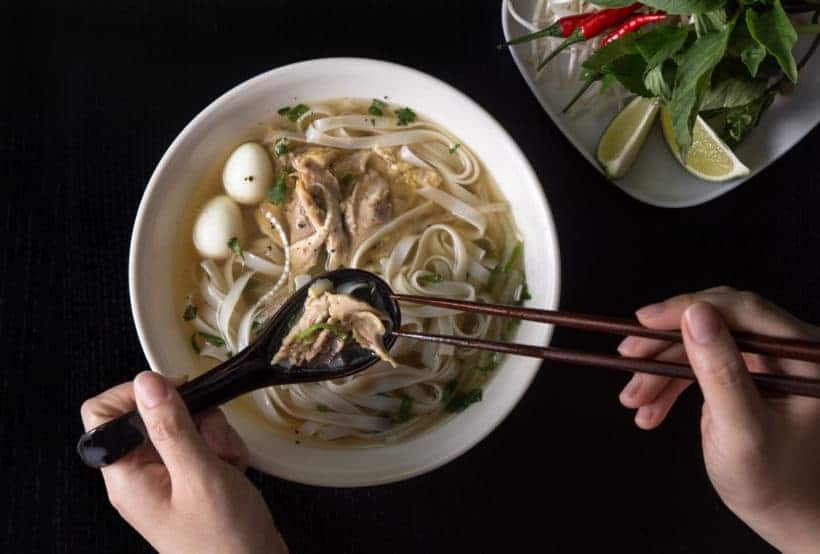Make Easy Homemade Instant Pot Pho Ga Recipe (Pressure Cooker Pho Ga): this fragrant Vietnamese Chicken Noodle Soup warms the heart and nourishes the soul.