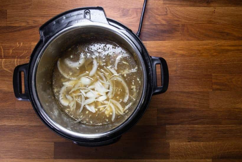 Instant Pot French Onion Soup | Pressure Cooker French Onion Soup: add remaining ingredients in Instant Pot Pressure Cooker