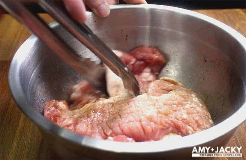 marinate pork chops for 40 mins to 8 hours in fridge