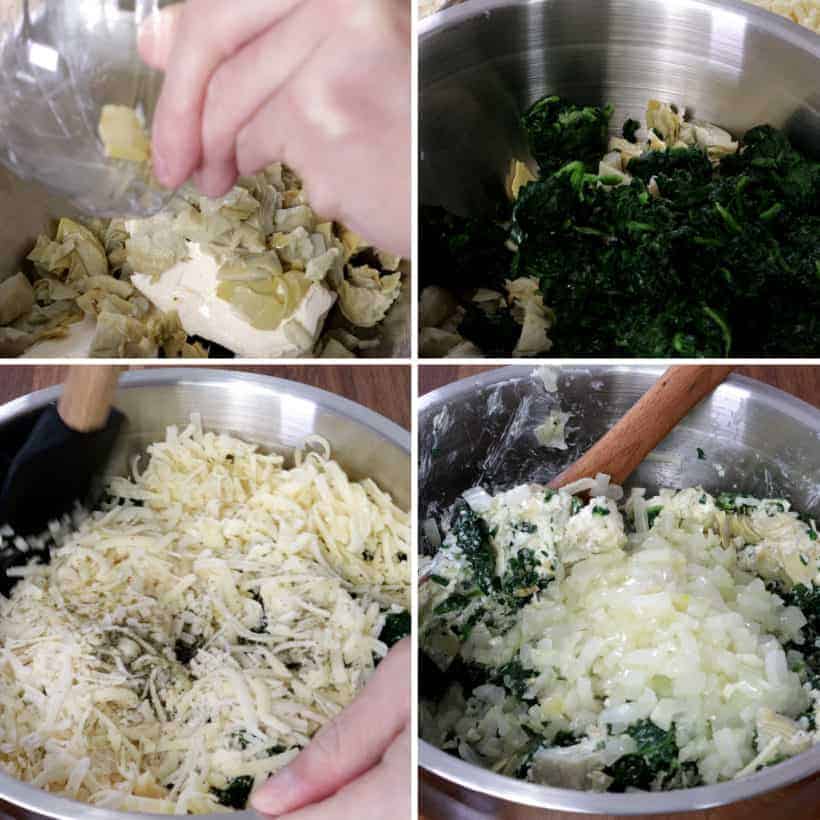 Mix spinach artichoke dip ingredients together in mixing bowl  #AmyJacky #InstantPot #PressureCooker #recipe