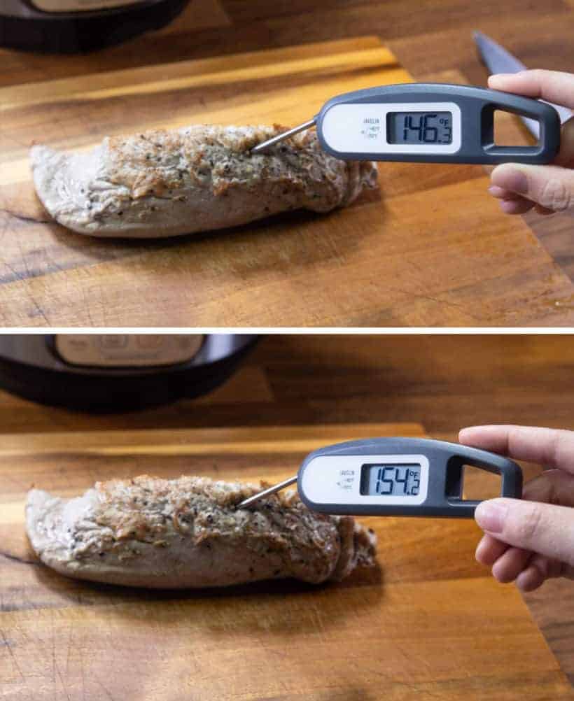 pork internal temperature measurement changes after resting