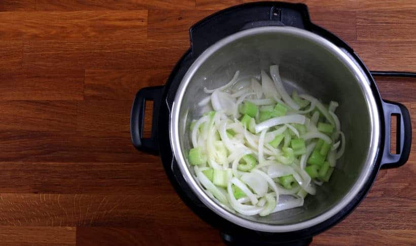 Saute celery in Instant Pot  #AmyJacky #InstantPot #PressureCooker #recipe #soup #vegetarian #healthy